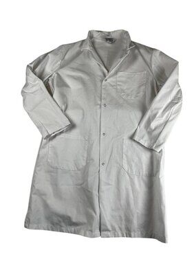 Fashion Seal Healthcare Men's White Lab Coat Large 47 Button Front 3 Pocket